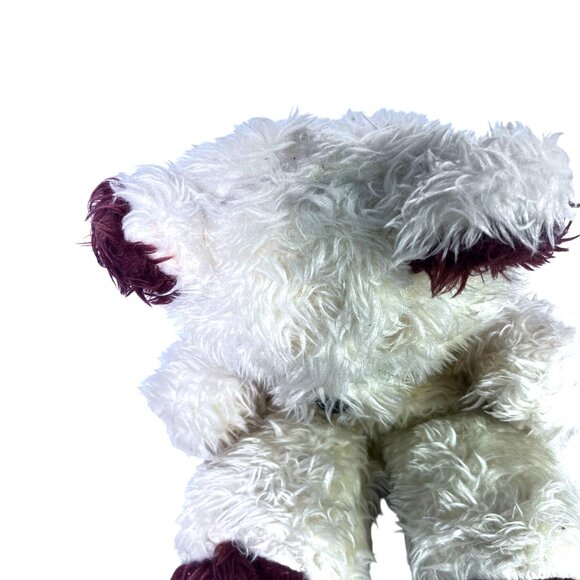 Vintage White & Brown 16" Shaggy Teddy Bear Plush Blue Eyes Needs Repair - Picture 5 of 8
